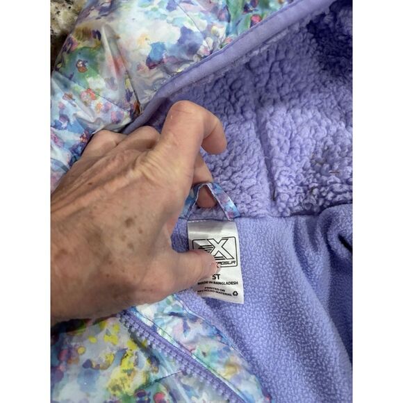 ZerOxPOSUr Toddler, Girls Purple Flower, Print Watermark, Winter Zip Coat W Hood - Picture 10 of 10